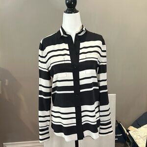 Kate Spade New York black and white striped silk blouse, XS